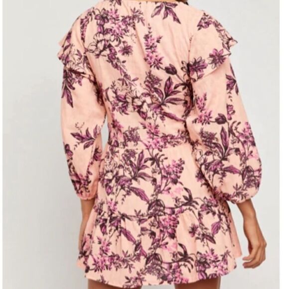 Free People Sunbaked Mini Dress Peach Combo XSmall Pink Purple Floral Mini - Picture 3 of 6